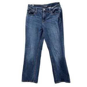 Time And Tru Womens Jeans Medium Wash Boot Cut Stretch Distressed Size 14 Petite